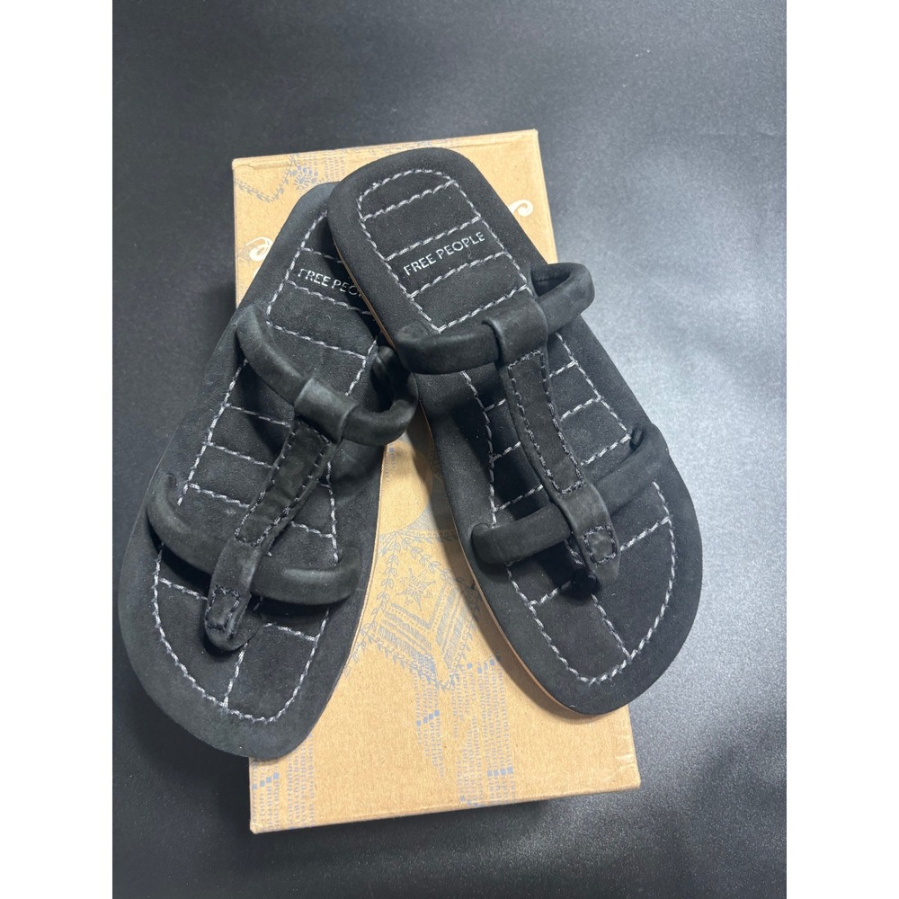 Free People NEW Leather Hadden Sandal in Black Size 7